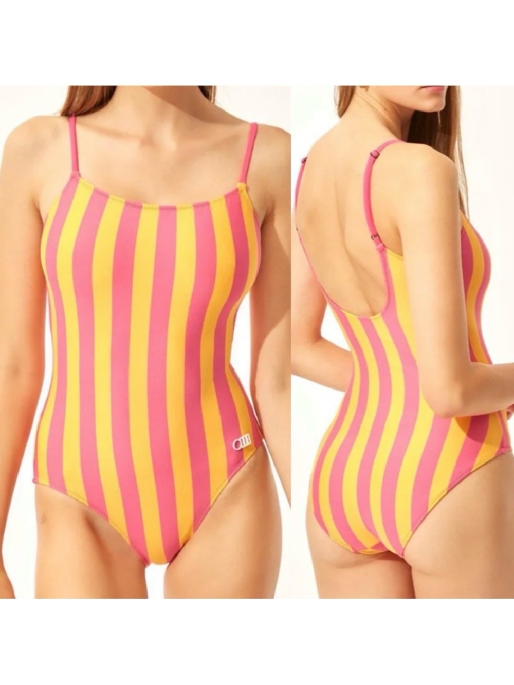 Solid & Striped Nina One Piece Swim Bathing Suit: Fuchsia/Marigold